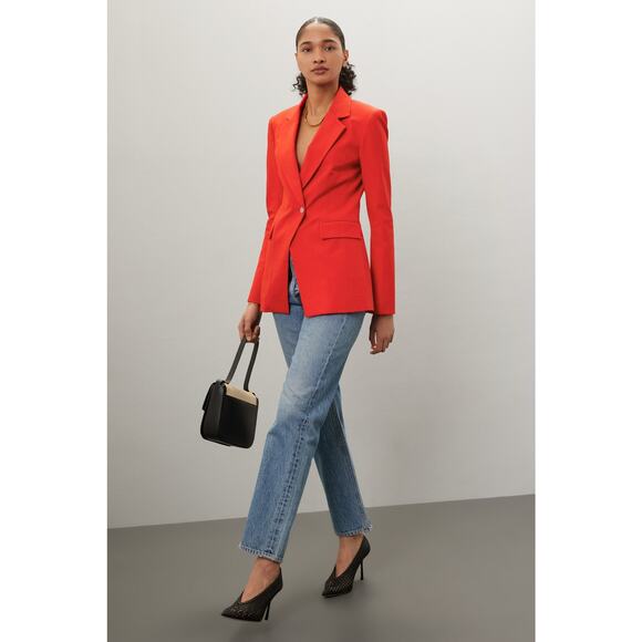 Derek Lam 10 Crosby Noah Blazer Red One-Button Jacket Cotton‎ Blend Sz 14 - Picture 5 of 14